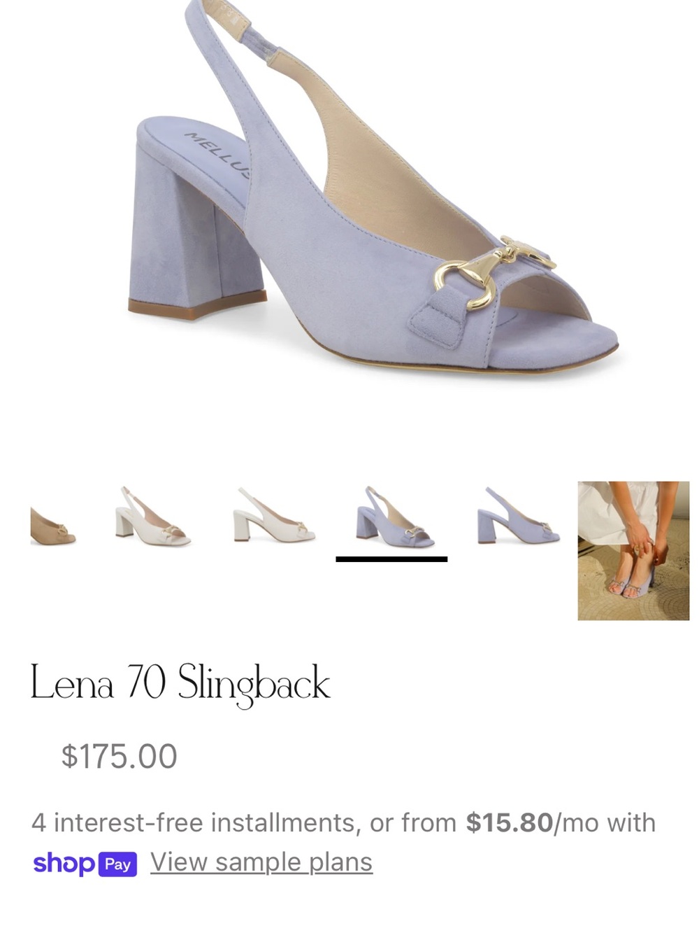Lena 70 Slingback Heel Light Lavender sz 37 similar to Gucci horsebit slingback